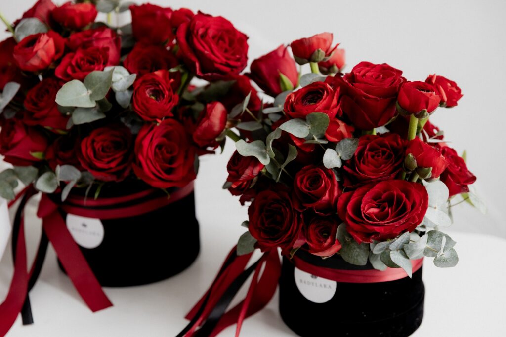 Czerwony flower box z róż – Walentynki Katowice Mysłowice